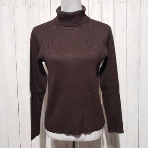 Ralsey S Sweater Brown Metallic Ribbed Classic Fitted Academia Minimalist Cozy